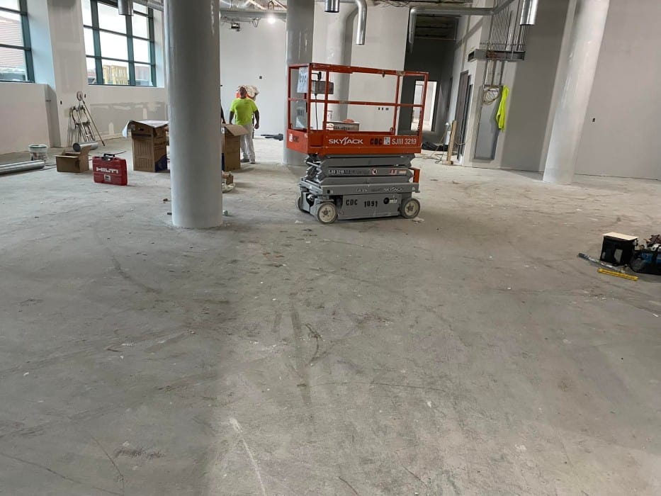 Schraffts floor removal for concrete prep in Charlestown, MA.